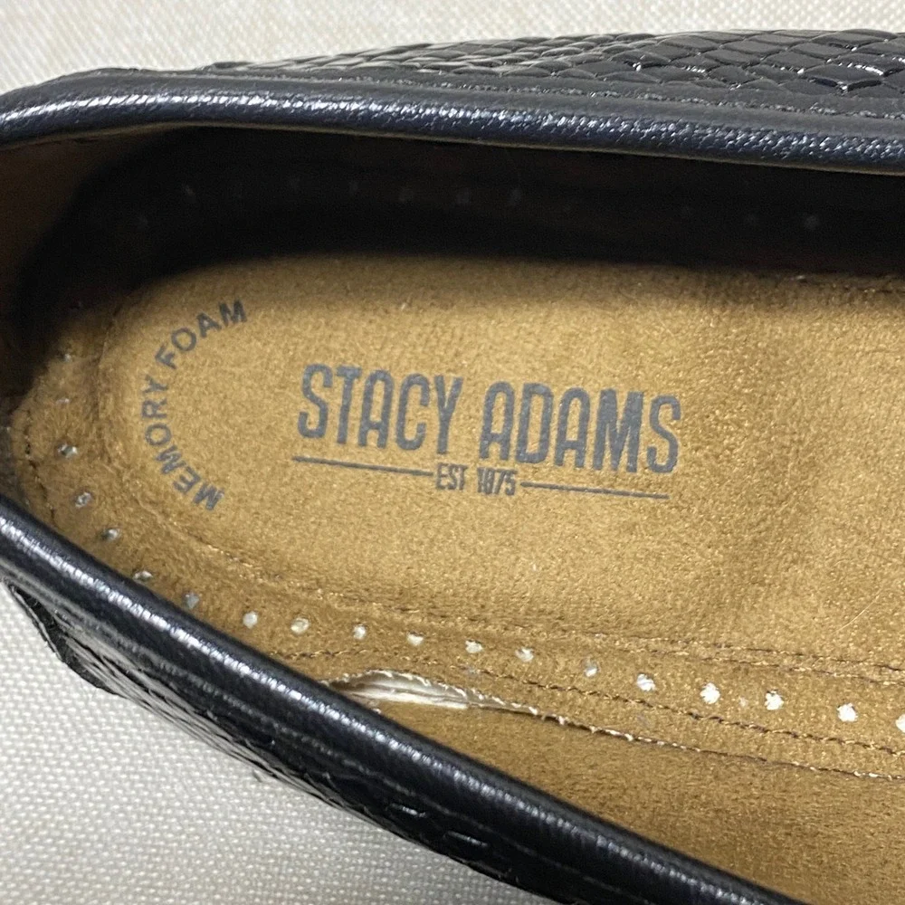 Stacy Adams Mens Black Exotic Print Tassel Loafers Memory Foam Size 9M